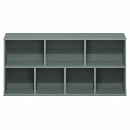 Furinno LUDER Book Shelf, 7-Cube Bookshelf, Bookcase with Open Shelves, 9.4 x 19.5 x 41.7, Easy Assembly, for Living Room, Bedroom, Home Office, Sage Green - color: Sage Green, size: 7-Cube
