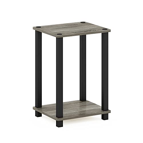 2-Tier Small End Table with Open Shelf, Easy Assembly Toolless Nightstand, Night Stand, Side Table, for Bedroom, Living Room, French Oak - color: French Oak/Black, size: 2 Tier, Set of 1
