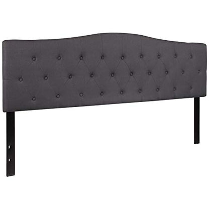EMMA + OLIVER Tufted Upholstered King Size Headboard in Dark Gray Fabric - color: Dark Gray, size: King