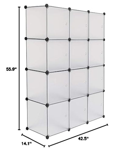 13.8 Inchs Cube Storage Organizer, Storage Cubes Shelves Bookshelf,Portable Closet Storage Shelves for Kids, Closet, Bedroom, Bathroom, Office White (12-Cube)