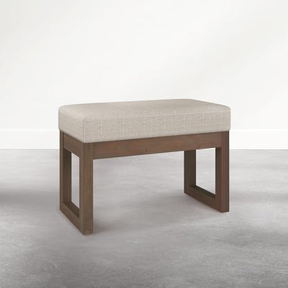 SIMPLIHOME Milltown Small Ottoman Bench - 27 inch Wide Upholstered Tweed Look Fabric Rectangle Footstool Ottoman in Beige Cream, Contemporary Bench for Entryway with Cushioned Seat, Assembled - color: Beige Cream, style: Small Ottoman Bench