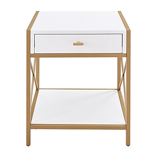 Leick Home Claudette End Table, 20", White, Gold - color: White