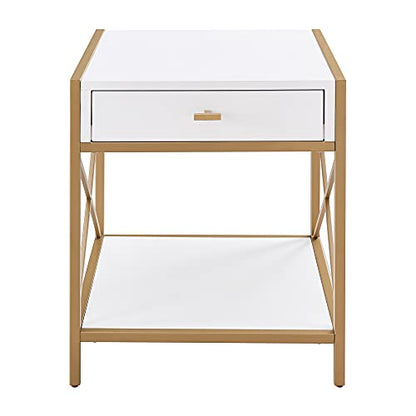 Leick Home Claudette End Table, 20", White, Gold - color: White