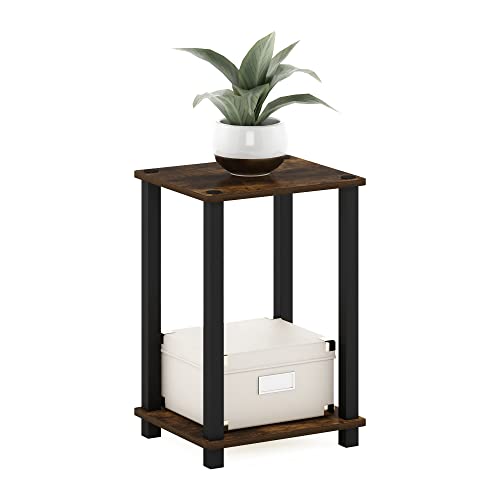 2-Tier Small End Table with Open Shelf, Easy Assembly Toolless Nightstand, Night Stand, Side Table, for Bedroom, Living Room, Amber Pine - color: Amber Pine/Black, size: 2 Tier, Set of 1