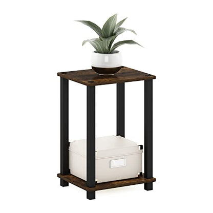 2-Tier Small End Table with Open Shelf, Easy Assembly Toolless Nightstand, Night Stand, Side Table, for Bedroom, Living Room, Amber Pine - color: Amber Pine/Black, size: 2 Tier, Set of 1