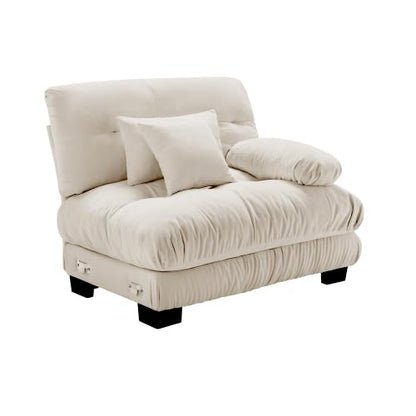 Sofa with 2 Pillows for Living Room, Comfy Couch for Bedroom with Deep Seat, Soft Fabric Upholstered 2-Seater Loveseat for Small Apartments, Light Coffee