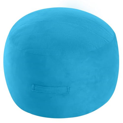 MeMoreCool Round Pouf Ottoman Foot Rest 20x15 Inches, Blue | Blue Round Pouf Footstool, Soft Foam Stuffed Circle Foot Rest for Living Room Bedroom - color: Striped Blue