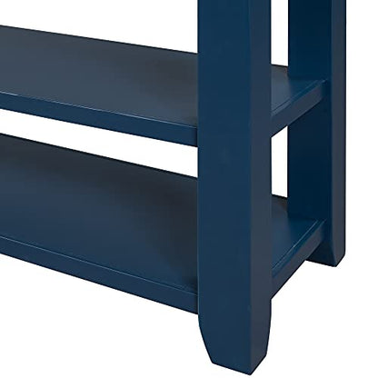 Modern Console Table, Wood Sofa Table with 3 Drawers and 2 Shelves, Sideboard Buffet Table for Entryway/Living Room/Bedroom/Hallway (Blue) - color: Blue