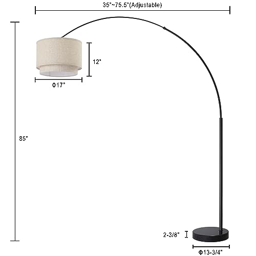 Major-Q Modern Arcing Floor Lamp - Tall Stand Up Arching Drum Shade - Large Contemporary Floor Lamp for Dining Rooms and Bedrooms - Corner Lamp for Office Lighting and Home Decor - color: DoubleShade-beige