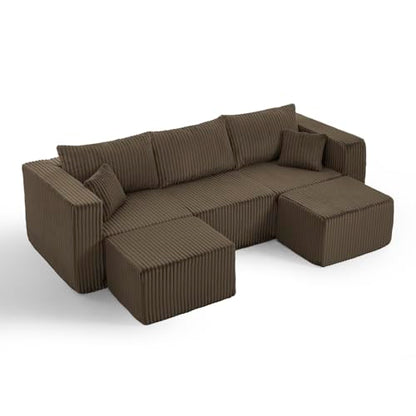 Geelife Compact Modular Sectional Sofa with Minimalist Style and Space-Saving Design - Brown