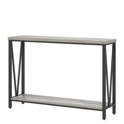 Industrial Sofa Console Table, Rustic Wood and Metal Entryway Hallway Table for Living Room Entrance, 43.3 Inch Light Grey - color: Light Grey