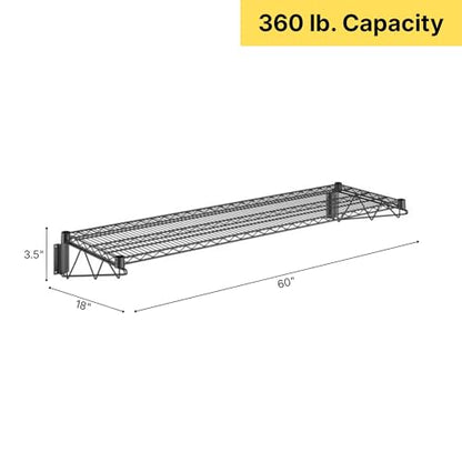 18" x 60" Black Epoxy Wire Wall Mount Shelf - color: Black, size: 18" x 60"