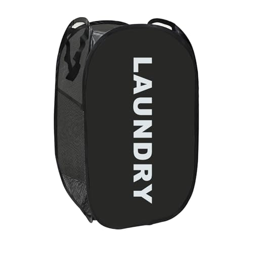 Collapsible Laundry Basket Foldable Laundry Hamper Pop Up Basket Dirty Clothes Hamper for College Dorm, Travel, Cruise, Hotel, Black - color: Black