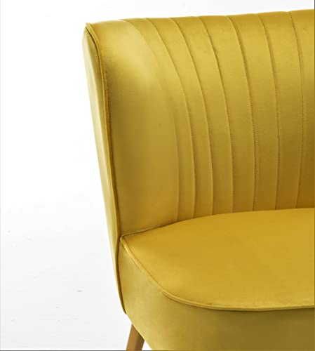 Container Furniture Direct Modern Velvet Accent Chair for Living Room, Bedroom, or Entryway, Stylish and Comfortable Armless Design with Metal Legs, Yellow - color: Yellow