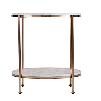 SEI Furniture Silas Round Faux Stone End Table, Champagne