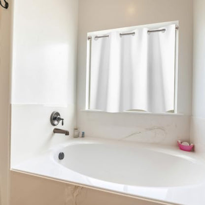 TOMOZ No Hook Bathroom Window Curtain, Narrow Short Fabric Privacy Waterproof Shower Window Curtain with Hooks, Small Window Curtains for Bathroom, Kitchen, Width 36 x Length 48 Inch - size: 36"W x 48"L (Pack of 1)