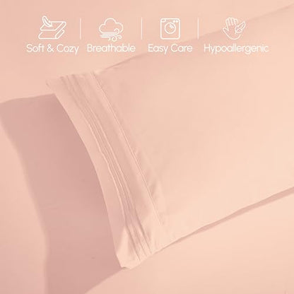 Elegant Comfort Luxury 1500 Premium Hotel Quality Microfiber 4-Piece Sheet Set - Wrinkle Resistant, All Around Elastic Fitted Sheet, Deep Pocket up to 16", Twin/Twin XL, Blush - color: Blush, size: Twin/Twin XL