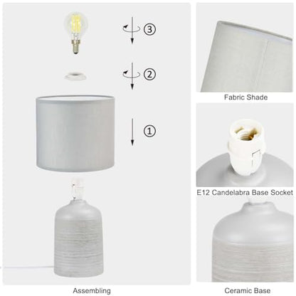 Maye Small Ceramic Table Lamp for Living Room and Bedroom,Modern Kids Night Table Lamp,Φ6.3×H13IN,Bulb Excluded,Light Grey - color: Light Gray