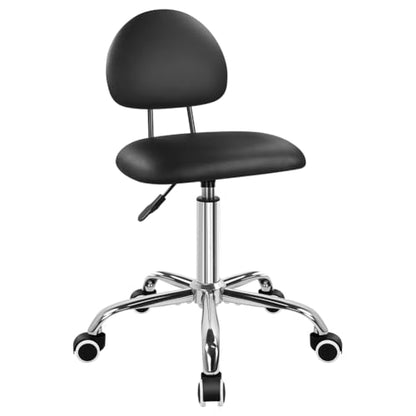 FURWOO Office Chair with Back Modern Minimalist Style 360 Swivel Stool with Wheels for Home Office Work Vanity Spa Shop Black