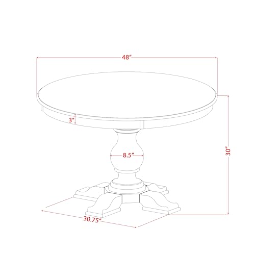 FE5-11-TP - Dining Room Table with Acacia Wood Round Tabletop, Sand Blasted Black Finish - color: Sand Blasted Black, size: 48x48 Inch