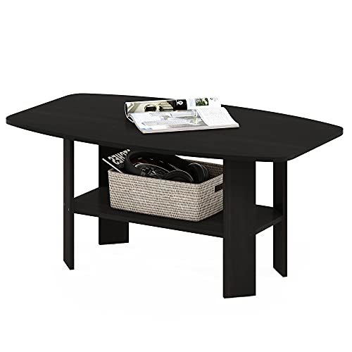 Furinno Simple Design Coffee Table, Espresso | Small Side Table wih Open Shelf, Tabletop with Soft Edges, for Living Room, Home Office, - color: Espresso, size: Rectangular