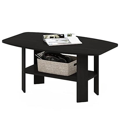 Furinno Simple Design Coffee Table, Espresso | Small Side Table wih Open Shelf, Tabletop with Soft Edges, for Living Room, Home Office, - color: Espresso, size: Rectangular