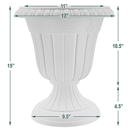 Arcadia Garden Products PL10WW Classic Traditional Plastic Urn Planter, 15" x 13", Whitewash - color: Whitewash, size: 15" x 13"