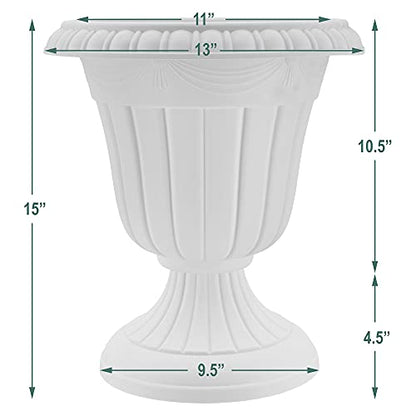 Arcadia Garden Products PL10WW Classic Traditional Plastic Urn Planter, 15" x 13", Whitewash - color: Whitewash, size: 15" x 13"