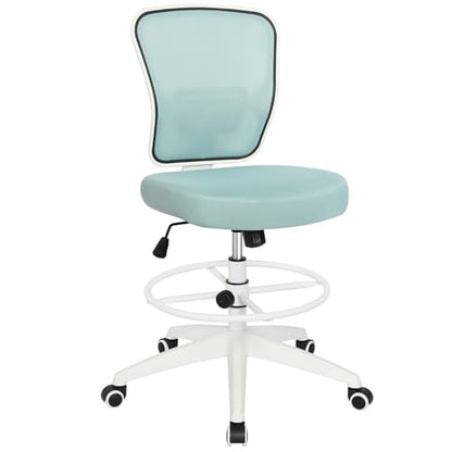 Drafting Chair Adjustable Height Tall Office Chairs Standing Desk Chair Rolling Stool Chair Armless Office Drafting Chair Blue - color: Blue