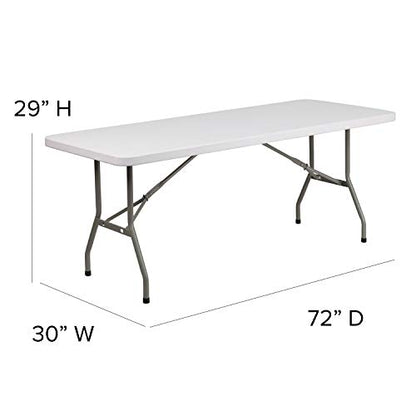 Flash Furniture 6-Foot Granite White Plastic Folding Table - color: Granite White, size: 6 feet