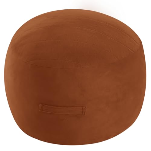 MeMoreCool Round Pouf Ottoman Foot Rest 20x15 Inches, Coffee | Coffee Round Pouf Footstool, Soft Foam Stuffed Circle Foot Rest for Living Room Office - color: Striped Coffee