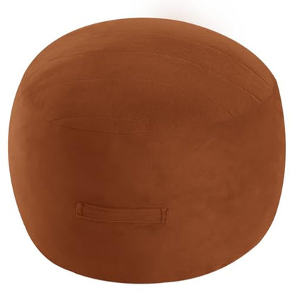 MeMoreCool Round Pouf Ottoman Foot Rest 20x15 Inches, Coffee | Coffee Round Pouf Footstool, Soft Foam Stuffed Circle Foot Rest for Living Room Office - color: Striped Coffee