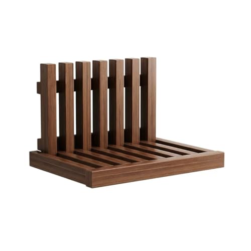 Solid Wood Wall-Mounted Bedside Shelf, Foldable Floating Narrow Table, Creative Slatted Design for Bedroom (Walnut) - color: Walnut