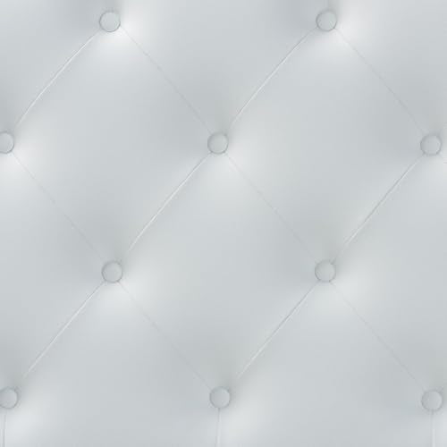 Baxton Studio Myra Modern and Contemporary Full Size White Faux Leather Upholstered Button-Tufted Scalloped Headboard - color: White, size: Full