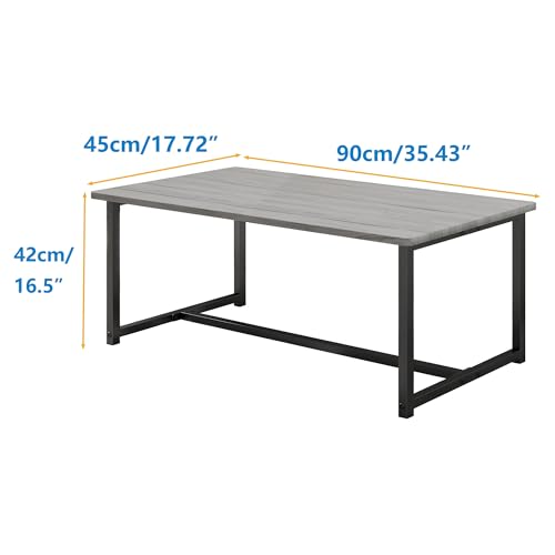 35.4" Rectangular Coffee Table for Living Room, Modern Industrial Style Coffee Table Center Table with Metal Frame for Small Space, Apartment, Office, Easy Assembly, Grey - color: Grey