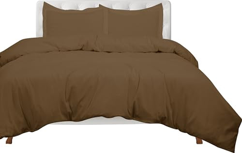 ROYALE LINENS Chocolate Duvet Cover Twin Size - 2 Piece Bedding Comforter Covers - Zipper Closure - 1 Twin Duvet Cover 68x90 inches and 1 Pillow Sham - No Comforter Included - color: Chocolate, size: Twin