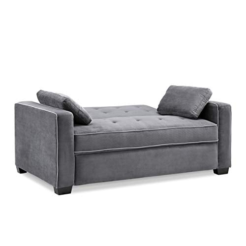 Serta Ainsley 66.5" Convertible Sleeper Loveseat, Full Size, Dreamcoil Comfort, Soft Woven Fabric, Charcoal - color: Charcoal, size: Full Loveseat