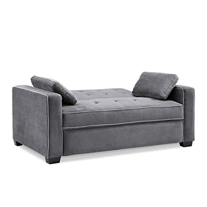 Serta Ainsley 66.5" Convertible Sleeper Loveseat, Full Size, Dreamcoil Comfort, Soft Woven Fabric, Charcoal - color: Charcoal, size: Full Loveseat