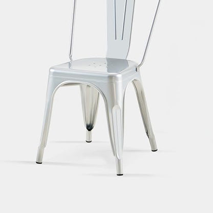 AC Pacific 18 Inch Seat Height Industrial Metal Dining Chairs, Stackable Kitchen or Bar Seat, Durable Modern Design, Versatile Accent Furniture, Set of 4, Silver - color: Silver, size: Set of 4