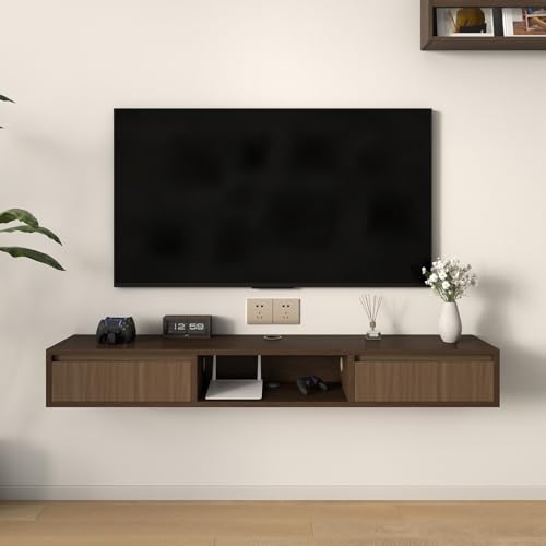 55" Floating TV Stand, Wall Mounted Media Console for 75 TV | Heavy-Duty 11-Layer Plywood Floating Tv Console with Soft Close Drop Down Door, Anti-Sag Entertainment Center - size: 55 In