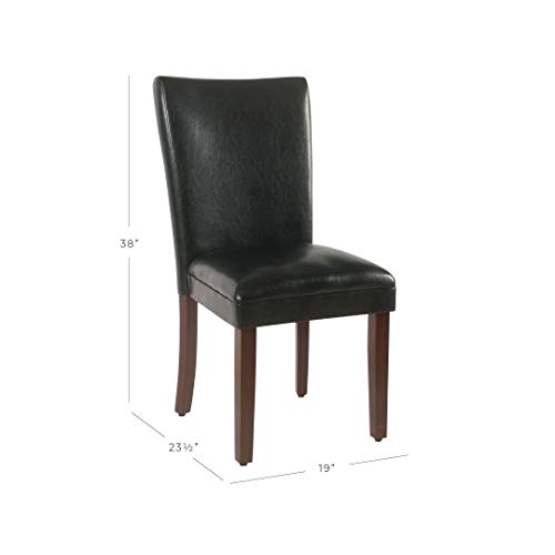 HomePop Parsons Upholstered Accent Dining Chair, Set of 2, Black Faux Leather - color: Black, style: Pack of 2