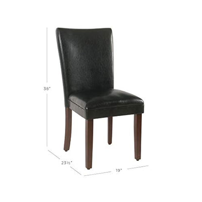 HomePop Parsons Upholstered Accent Dining Chair, Set of 2, Black Faux Leather - color: Black, style: Pack of 2