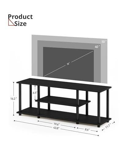 Industrial TV Stand for TVs up to 50 inches, Entertainment Center with Open Storage Shelves, Modern TV Console for Living Room, Black - color: Black