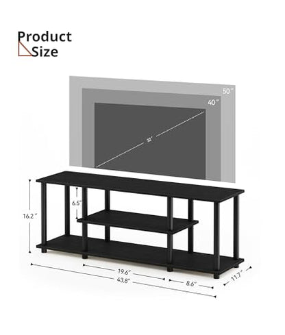 Industrial TV Stand for TVs up to 50 inches, Entertainment Center with Open Storage Shelves, Modern TV Console for Living Room, Black - color: Black