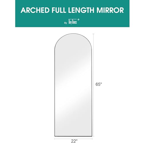 65''x22'' Arched Full Length Mirror, Floor Mirror with Stand, Full Body Mirror, Wall Mirrors, Modern & Contemporary Full Length Mirrors, Aluminum Alloy Frame - Black - color: Black, size: 65"L x 22"W