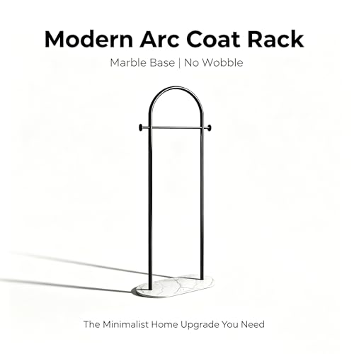 Freestanding Clothing Rack with Heavy White Base, Modern Black Arch Garment Rack for Small Spaces, Sturdy Metal Coat Rack for Bedroom, Closet, Entryway - color: A12