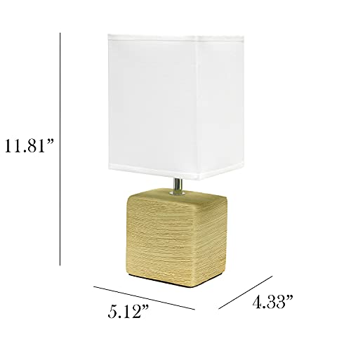 Simple Designs LT2072-BGE Petite Faux Stone Table Lamp with Fabric Shade, Beige with White Shade - color: Stone Beige/White Shade