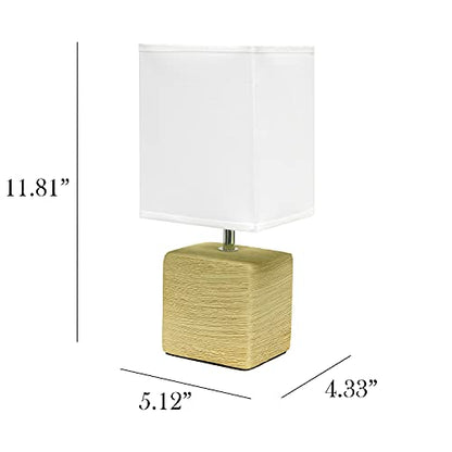 Simple Designs LT2072-BGE Petite Faux Stone Table Lamp with Fabric Shade, Beige with White Shade - color: Stone Beige/White Shade
