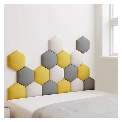 17 Pack Hexagon Upholstered Wall Panels – Self-Adhesive 3D Nursery Decor, Anti-Collision Wall Stickers, Padded Wall Padding for Headboard, Color G, Size 120x70cm - color: G, size: 120x70cm