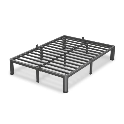 VIPSHOW 10 Inch Queen Bed Frame with Round Corners No Box Spring Needed | 3500lbs Heavy Duty, Under bed storage, 4 mattress stoppers, Headboard holes, Noise-free, Easy assembly & rubber covers - size: Queen, style: 10 Inch